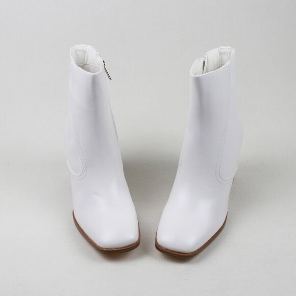 Faux Leather Square Toe Ankle Boots - Picture 8 of 15